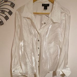 shiny silk blouse.